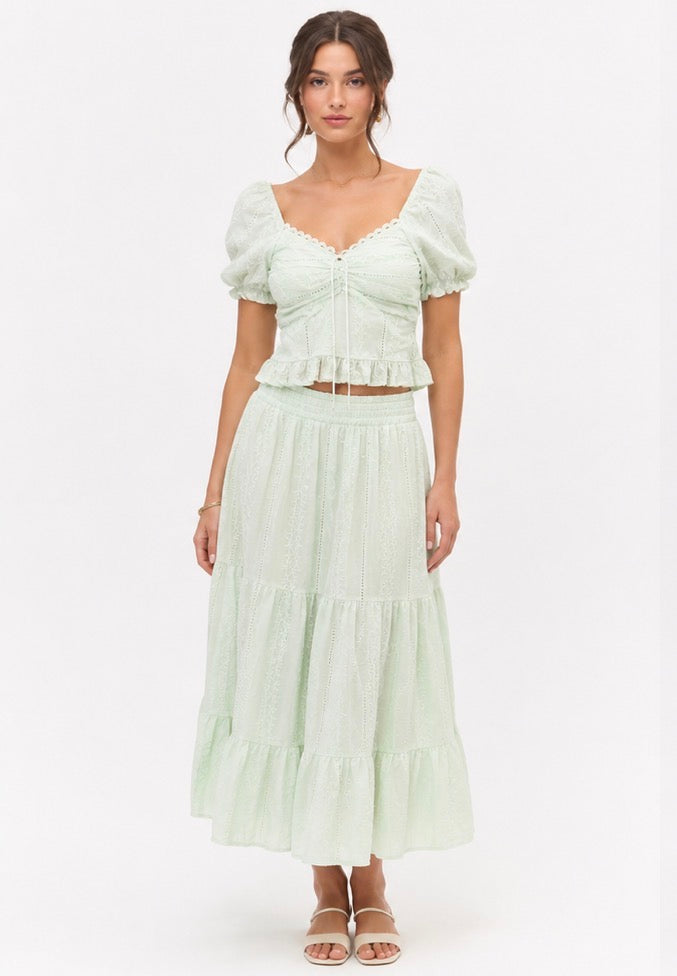 Rosalie Lace Skirt Set  ( Mint , White , Black , Powder Pink )