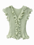 Ruffle Ribbed Knit Top