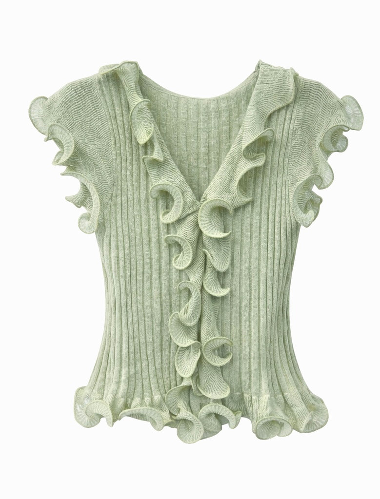 Ruffle Ribbed Knit Top