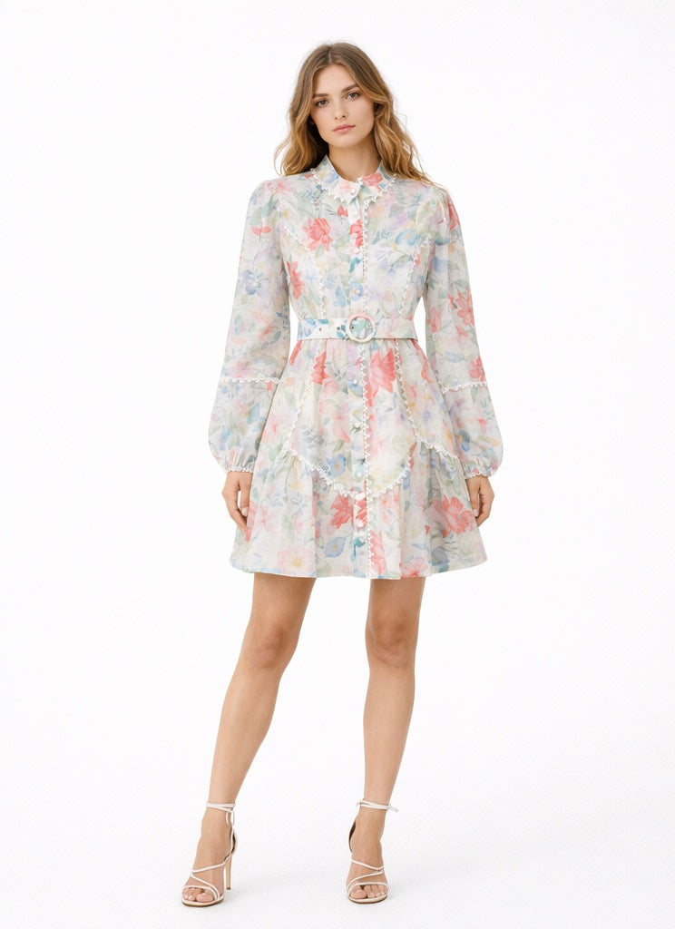 Dress Silk Linen Floral