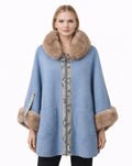 Ice Blue Alpaca Coat with Python Detail & Real Mink Fur