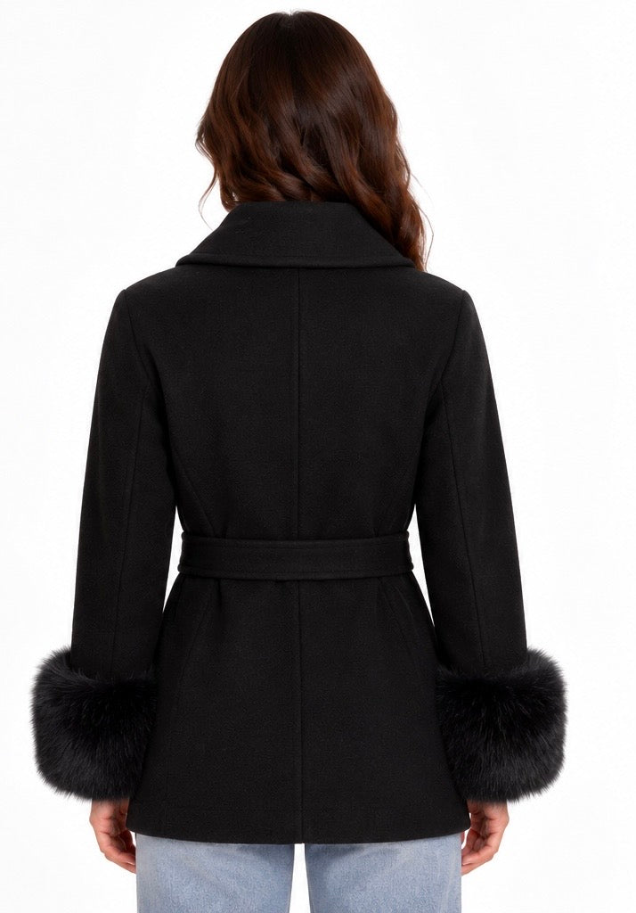 Fur coat with gold buttons ( Red , Black )