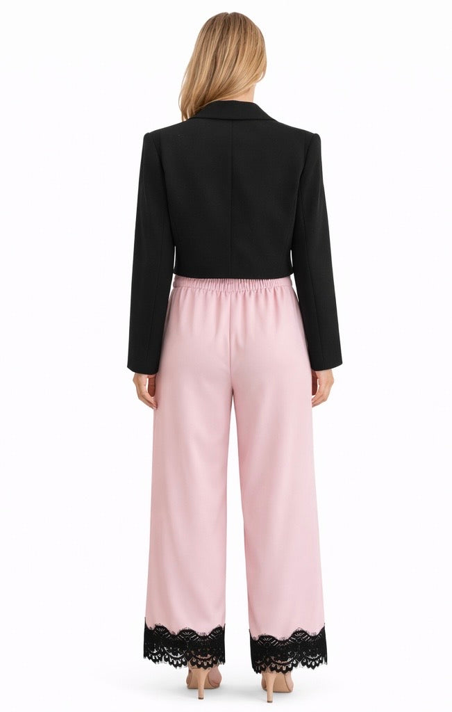 Soft Pink Lace Detail Pants