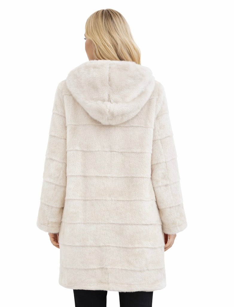 Luxury Long Hooded Faux Fur Coat