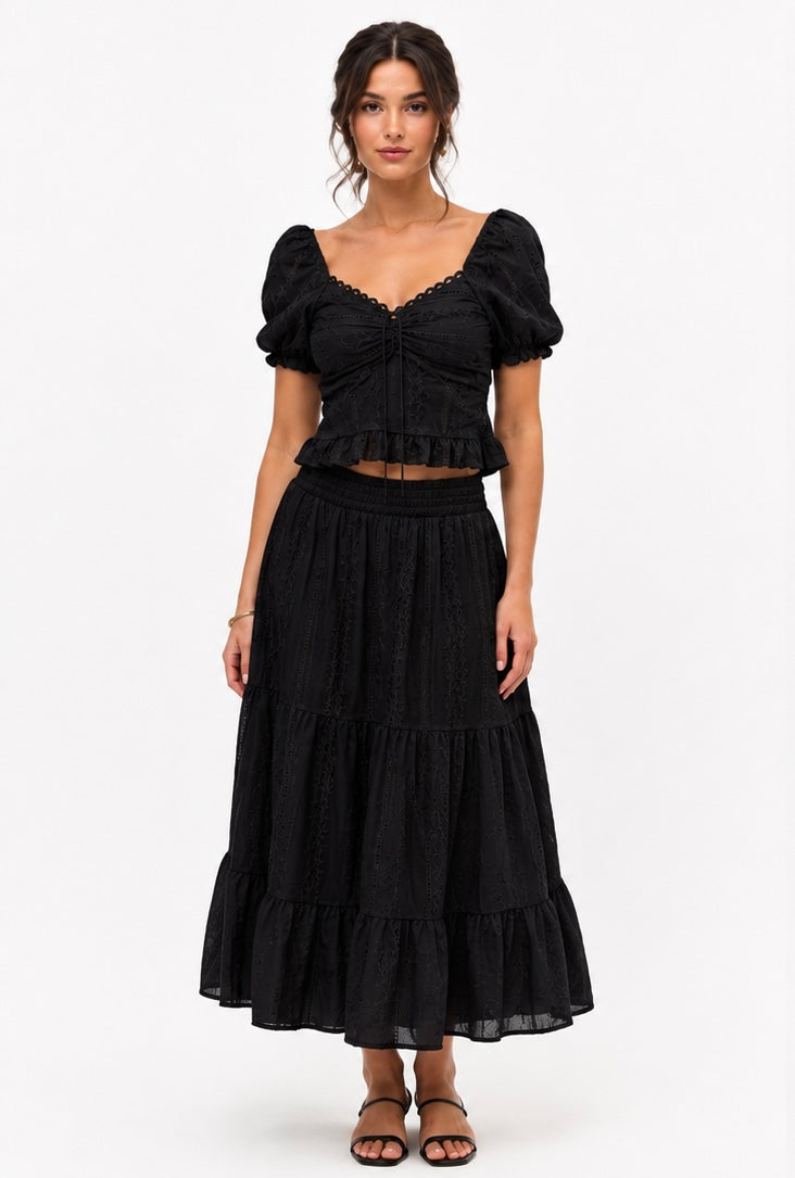 Rosalie Lace Skirt Set  ( Mint , White , Black , Powder Pink )