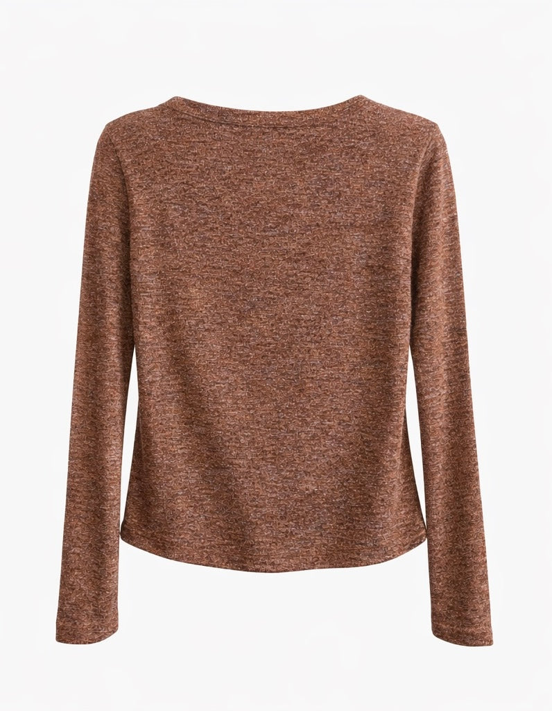 Shimmer Cut-Out Long Sleeve Knit Top