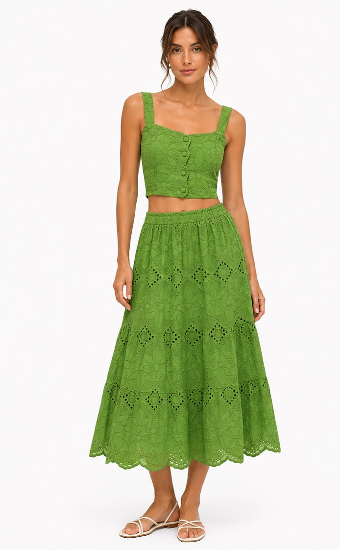Summer Eyelet Set ( Green , White , Black , Cream , Powder Pink , Blue )