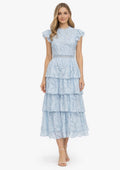 Blue Lace Tiered Midi Dress