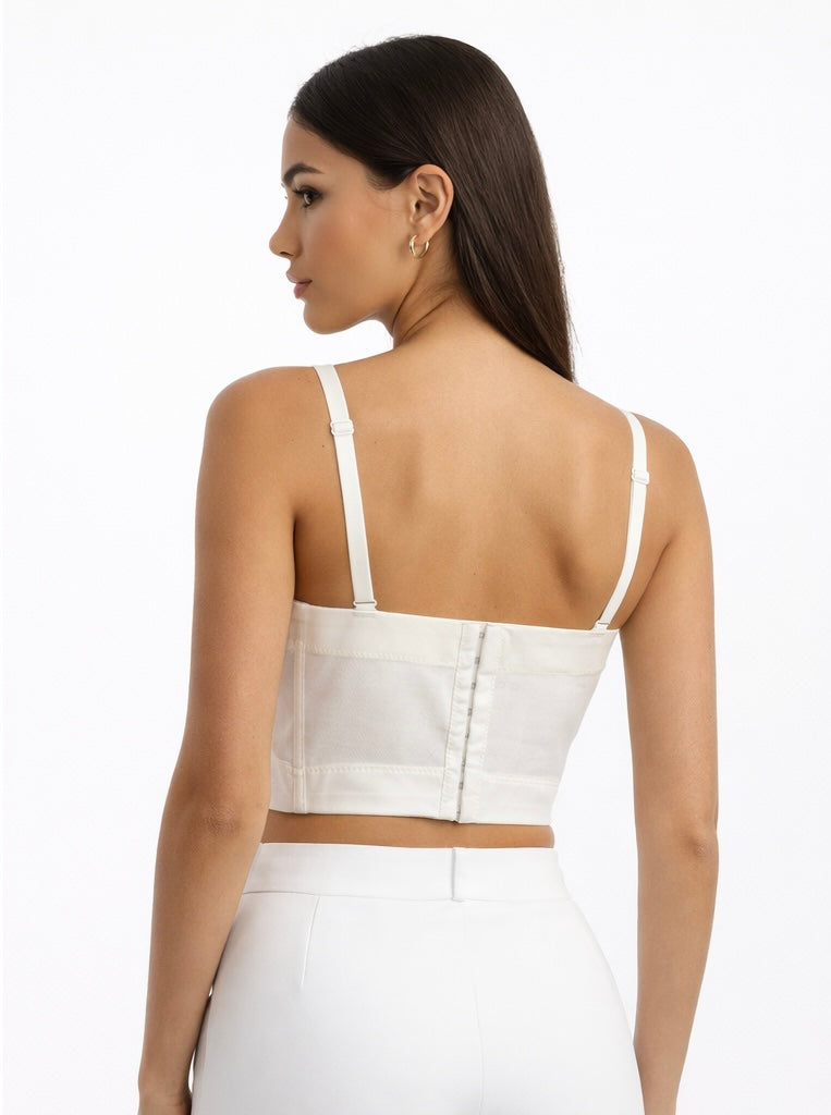 Luxury Rhinestone Corset Bustier White