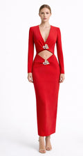 Red Signature Heart Hardware Midi Dress