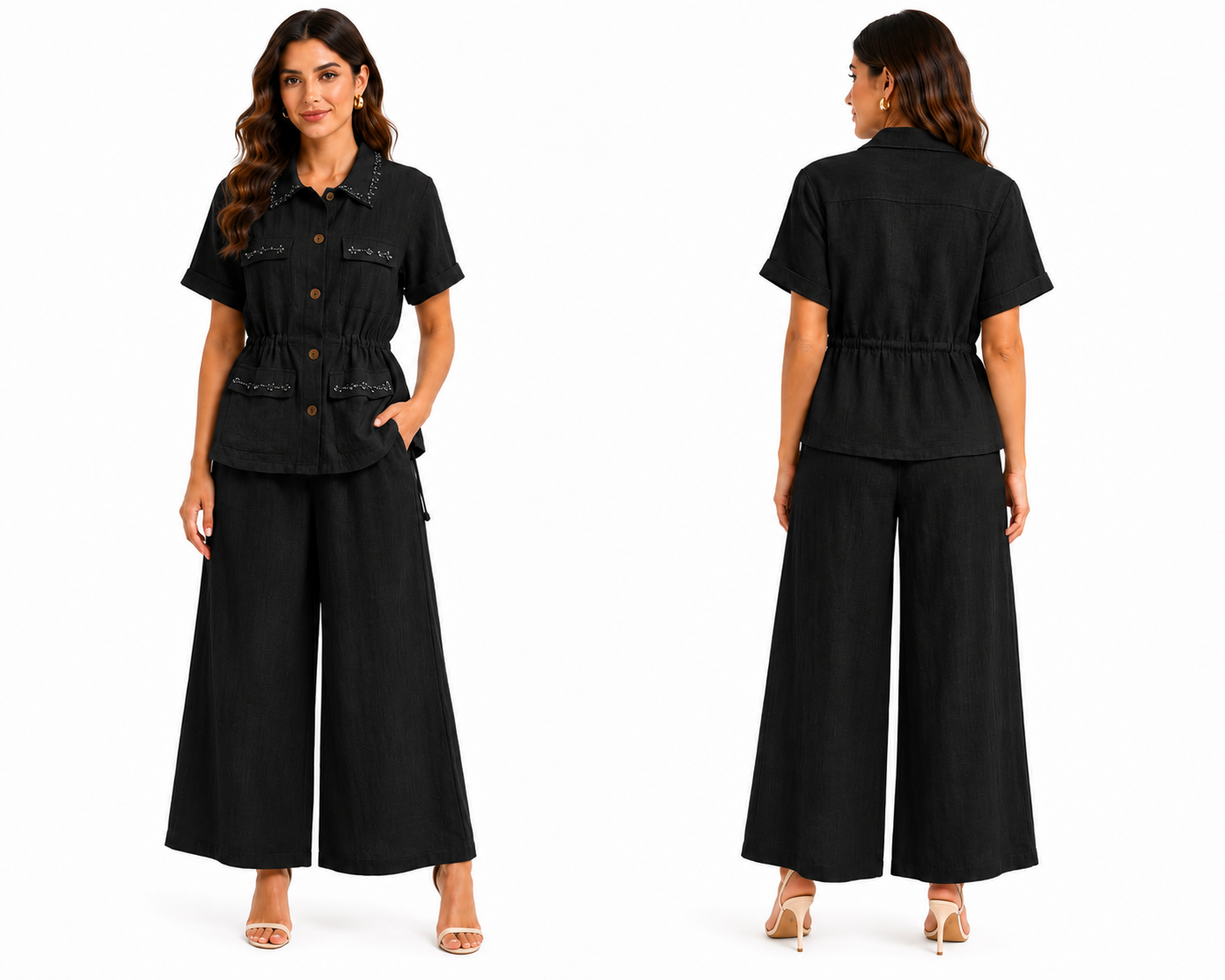 Coastal Chic Linen Set ( Black , offwhite , Beige )