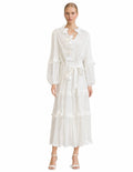 Dress Long Satin , Bronze & White