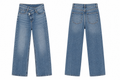 Light Blue Straight-Leg Jeans with Asymmetric Waist Detail