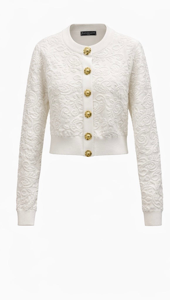 Luxury White Baroque Textured 3-Piece Set