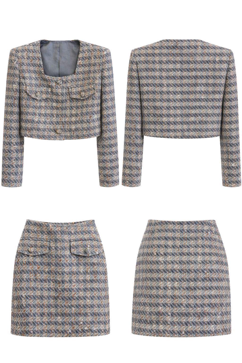 Classic Tweed Cropped Jacket & Mini Skirt Set