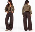 Polka Washed Cropped Jacket ( Olive , Grey )