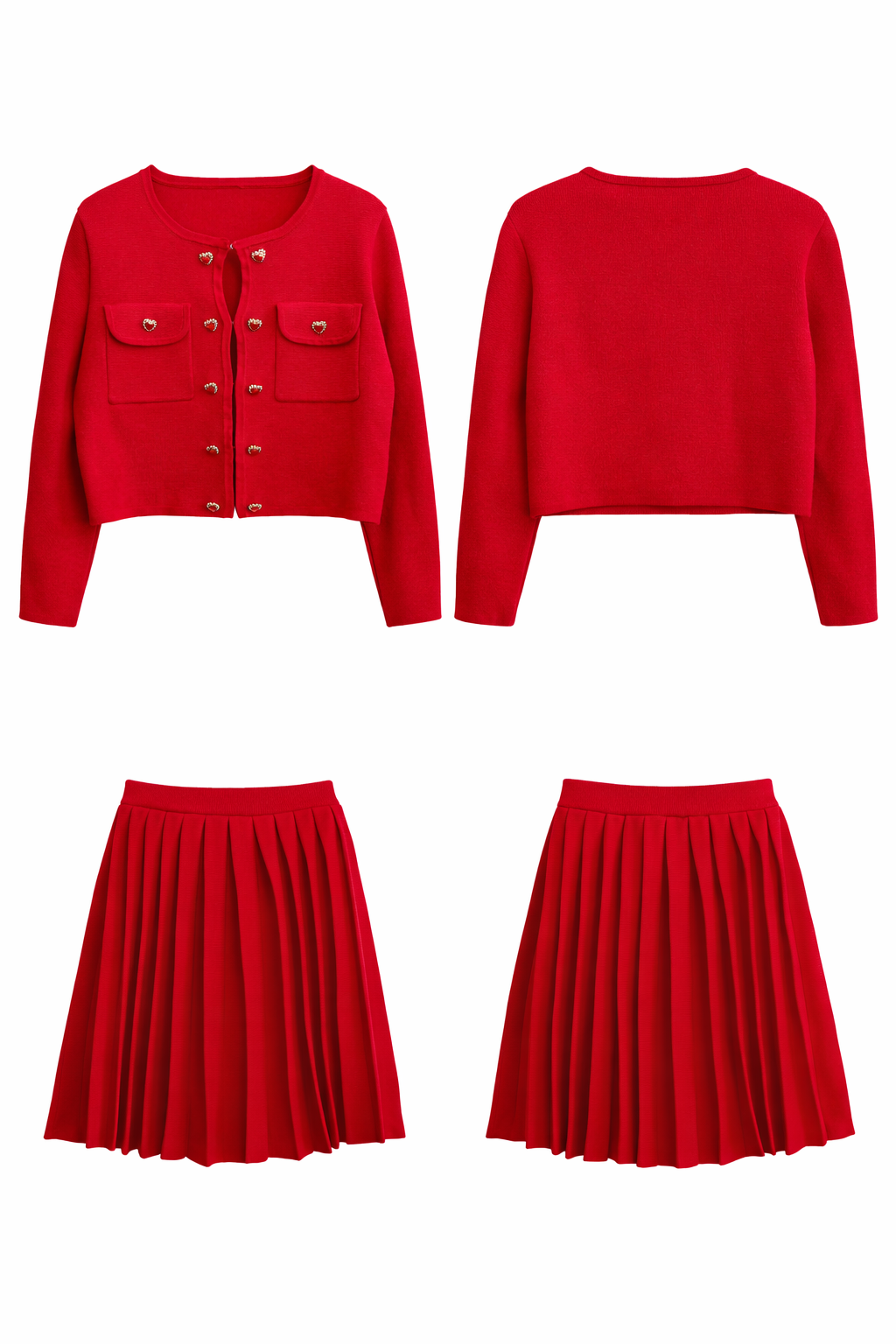 Valentina Red Pleated Co-Ord