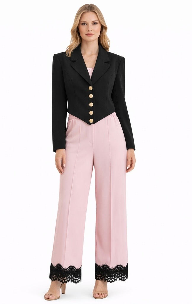 Soft Pink Lace Detail Pants