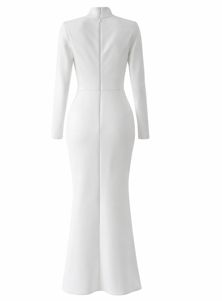 Luxe White Floral Detail Bandage Dress