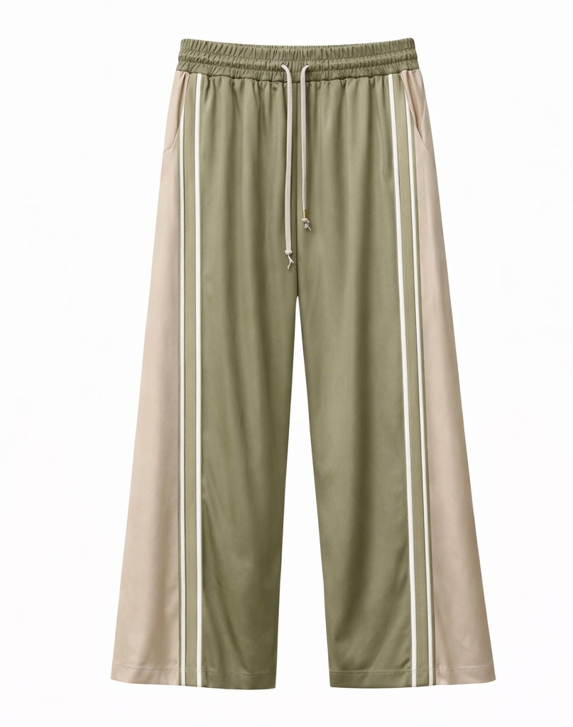 Two-Tone Wide Leg Track Pants