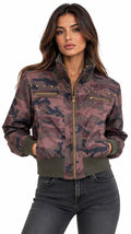 Camouflage Studded Bomber Jacket