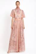 Blush Pink Vintage Floral Maxi Dress