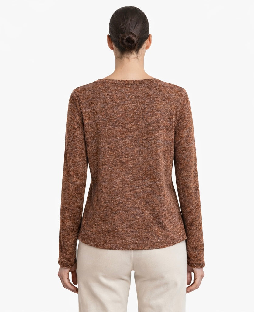 Shimmer Cut-Out Long Sleeve Knit Top