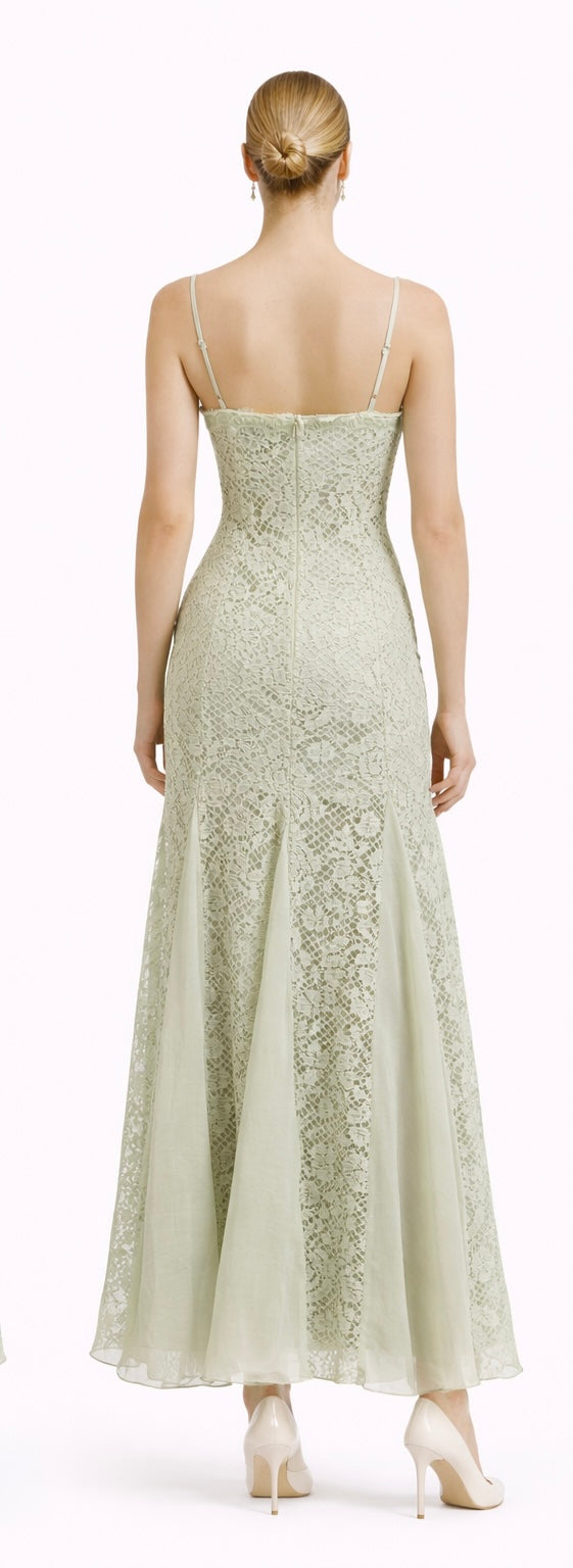 Delicate Lace Midi Dress - Butter yellow , Pistachio , White