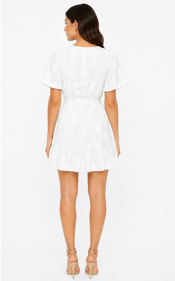 Floral Texture Mini Dress ( Yellow , Pink , White , Light blue )