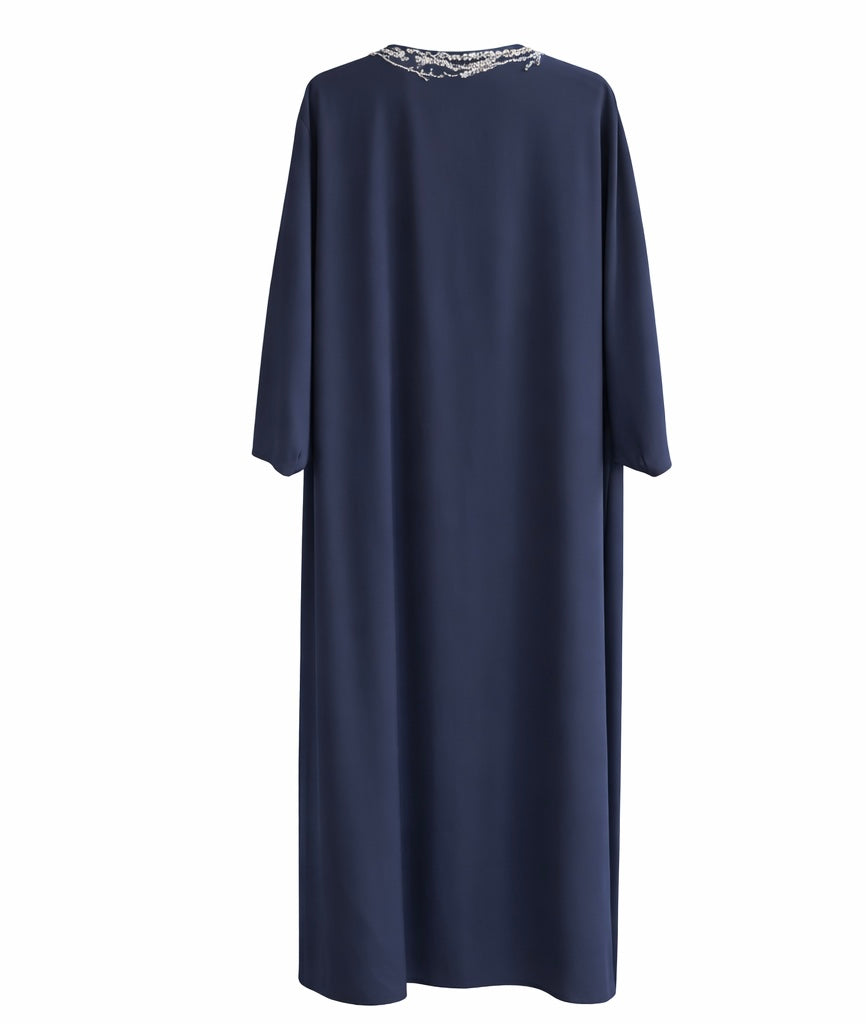 Embellished Navy Kaftan Dress