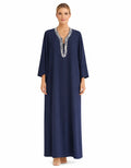 Embellished Navy Kaftan Dress