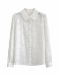 Vintage Style White Lace Collar Button Blouse