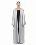 Moonlight Satin Kimono Abaya - Silver