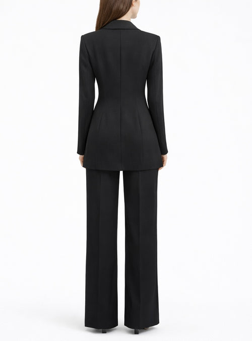 Black Tailored Blazer & Wide-Leg Trouser Set