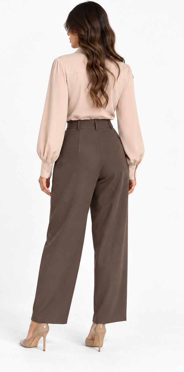 Draped Wrap Tailored Pants (Brown,Olive,Black,Beige)