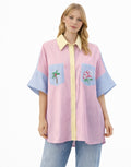 Pastel Stripe Embroidered Pocket Shirt