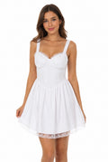 White Lace Trim Corset Mini Dress