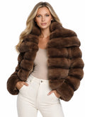 Runway-Inspired Brown Fur Jacket