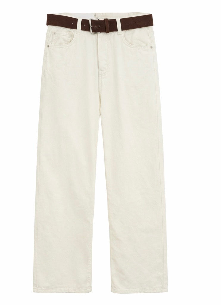 Off-White wide Leg Pants with Belt