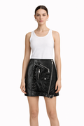 Zip-Detail Faux Leather Mini Skirt