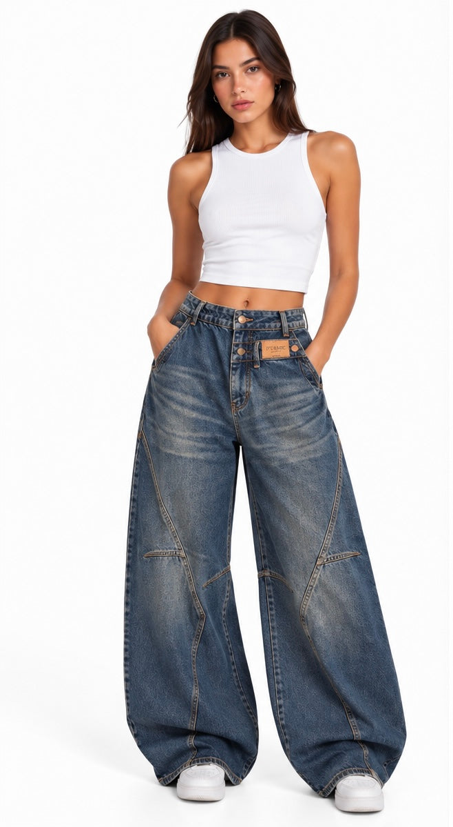 Baggy Cargo Jeans ( Blue , Black )