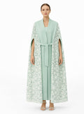 Mint Green Floral Lace Panel Kimono Cape