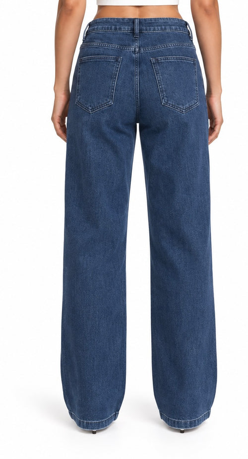Asymetric Eyelet Wide Leg Jeans