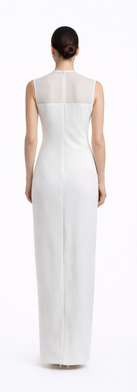 Embellished Sculpted Bandage White Dress