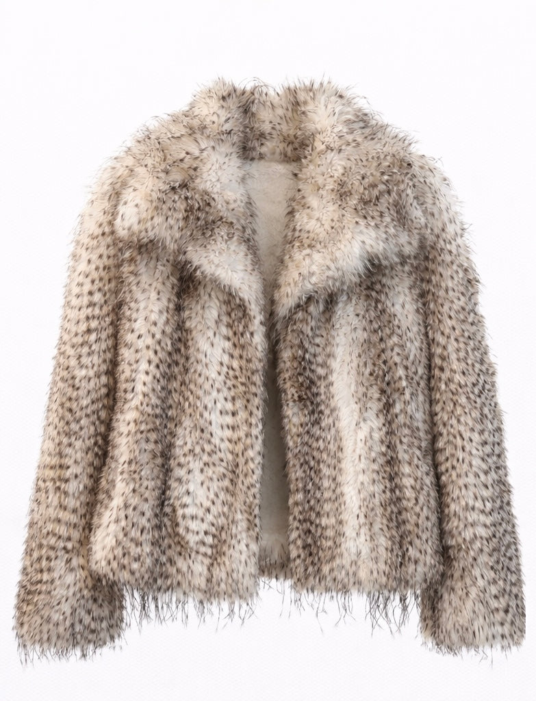 Feathered Faux Fur Statement Jacket