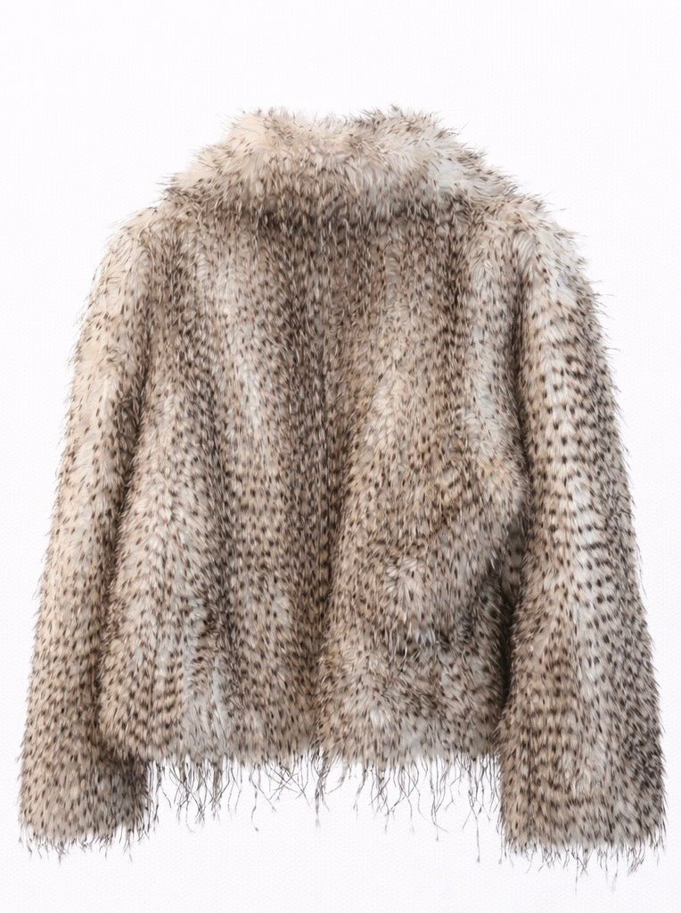 Feathered Faux Fur Statement Jacket