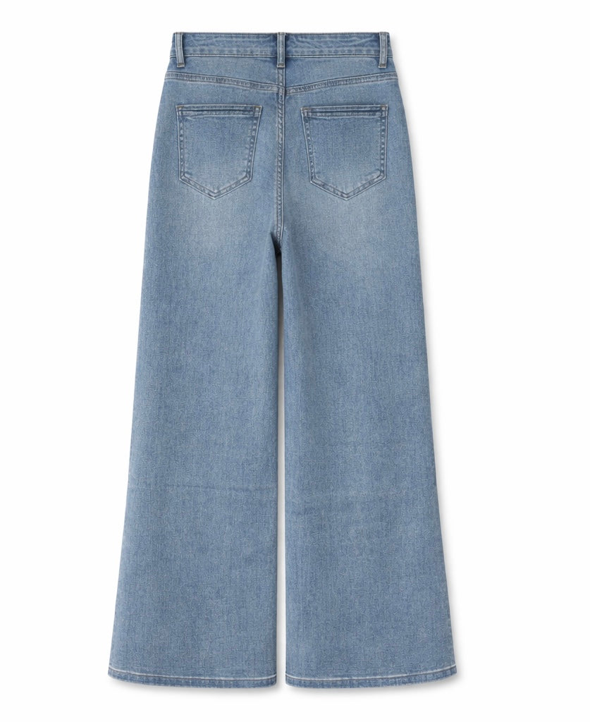 High-Rise Light Wash Wide-Leg Jeans - Full Lycra