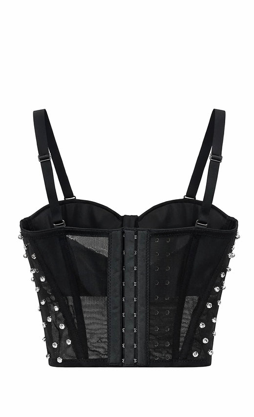 Midnight Crystal Bustier Corset Black