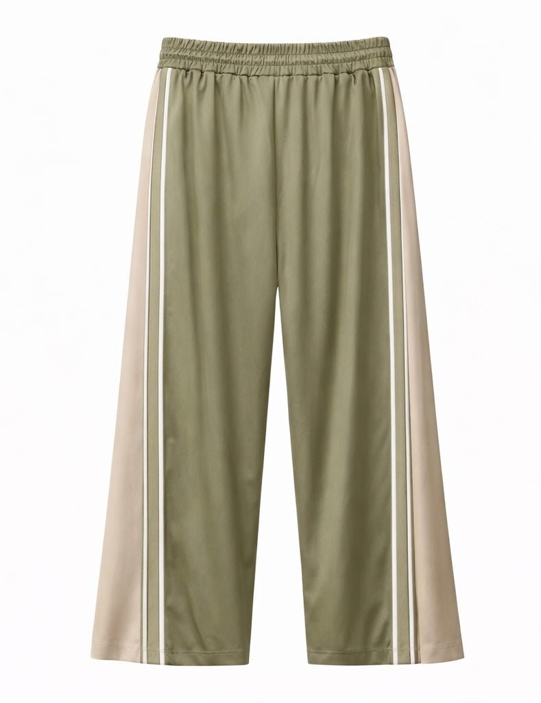 Two-Tone Wide Leg Track Pants