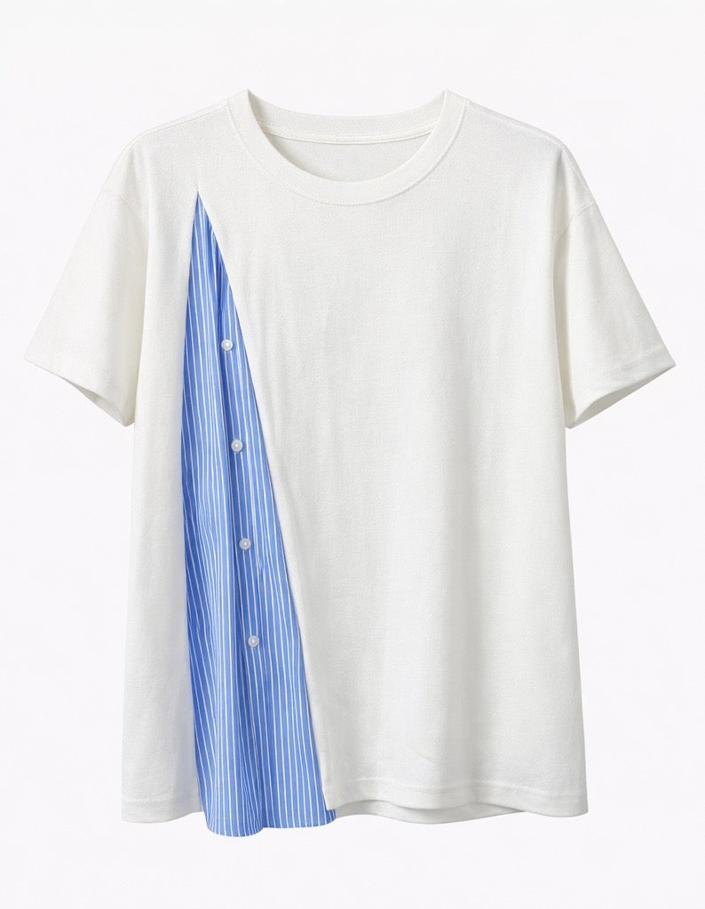 Asymmetric Stripe Panel T-Shirt